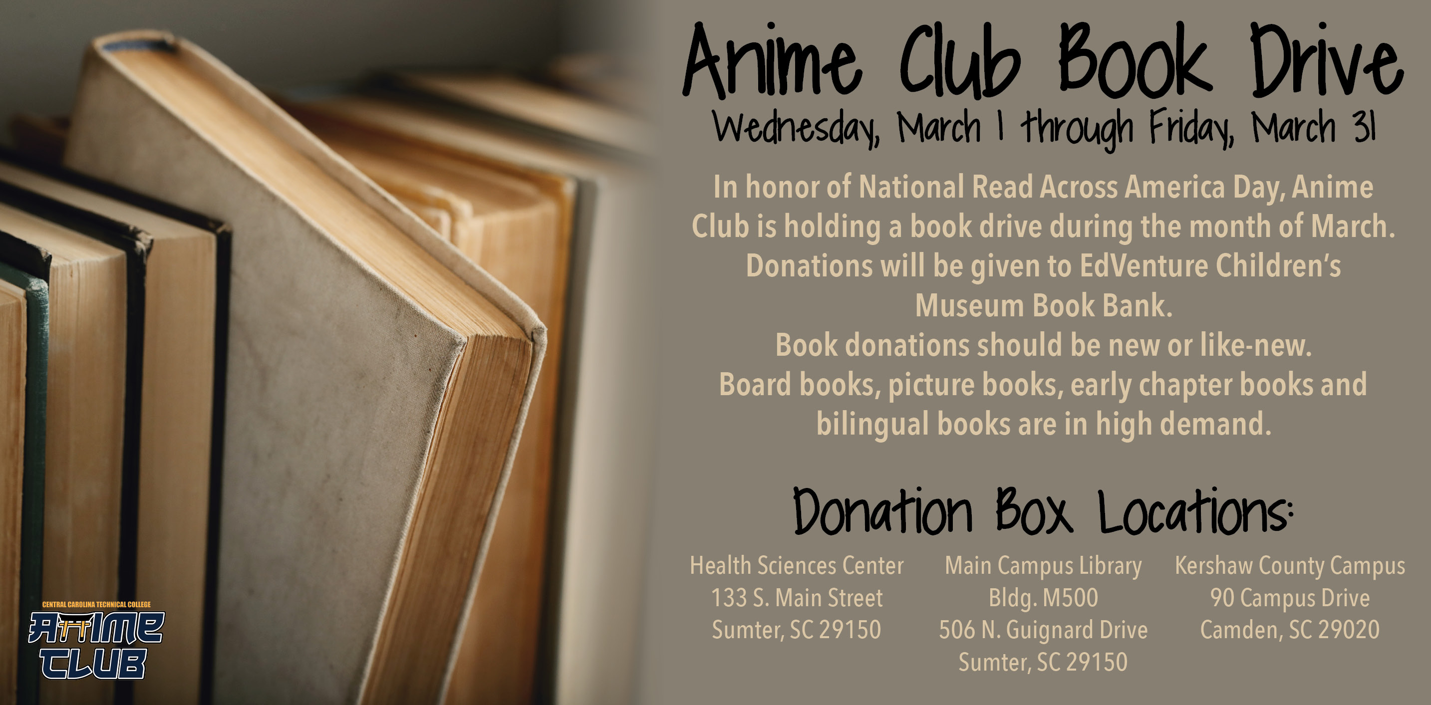 Anime club book drive