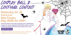 Anime Club Cosplay graphic with anime and spiders graphic