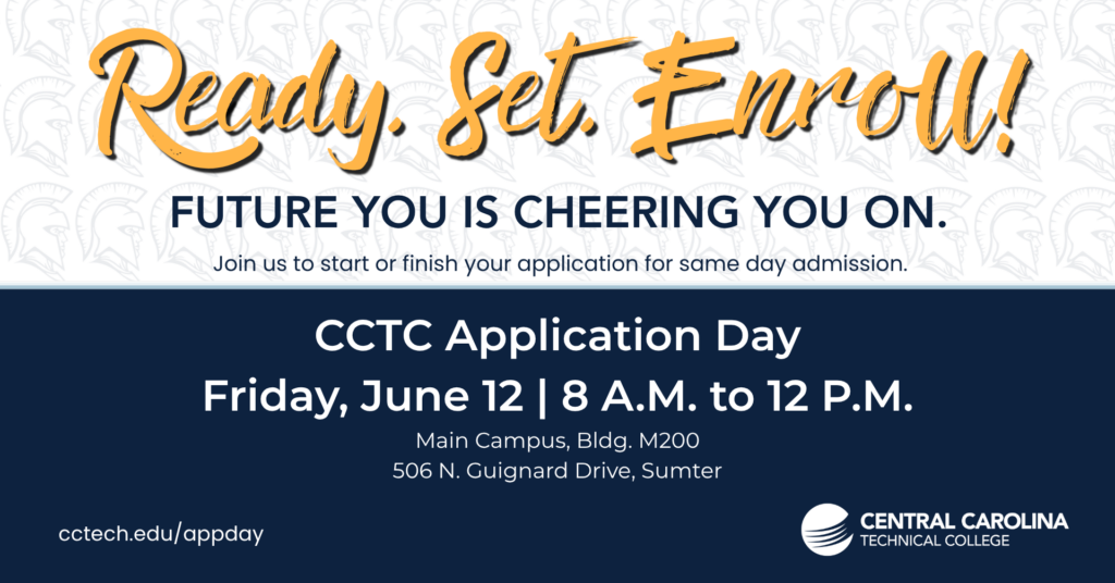 Event details with bold scripted text at the top that reads Reasy, Set, Enroll!