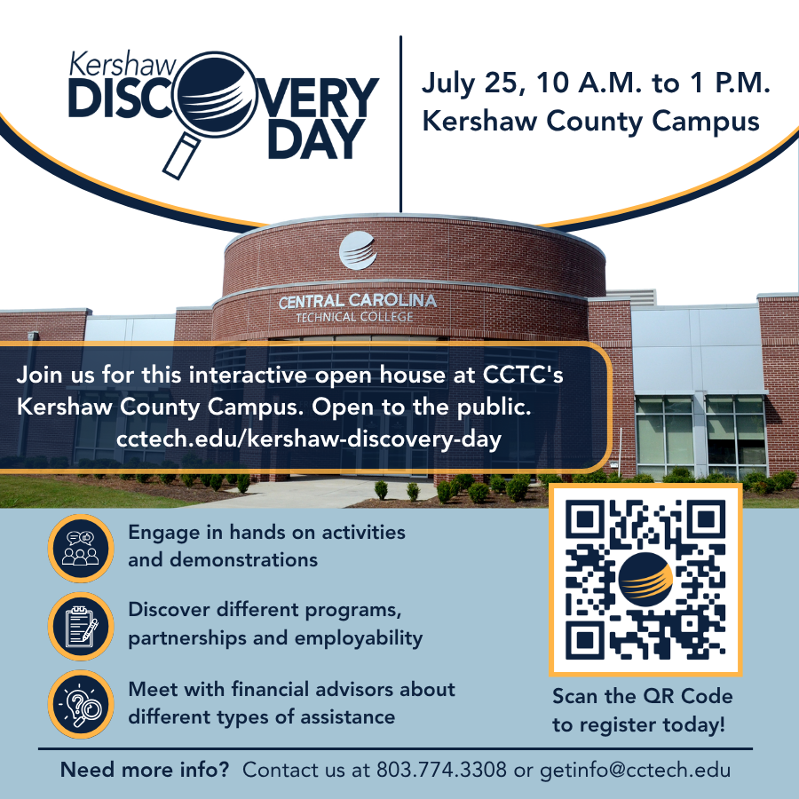 Event details with image of Kershaw County Campus and a QR code to scan to register.