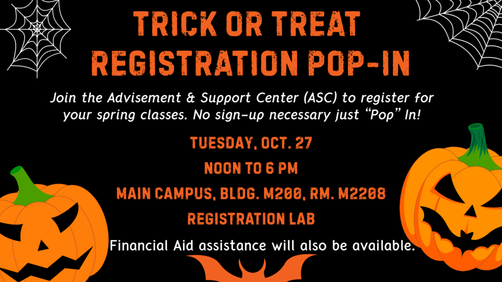 Halloween themed graphic with event details for the registration pop in.